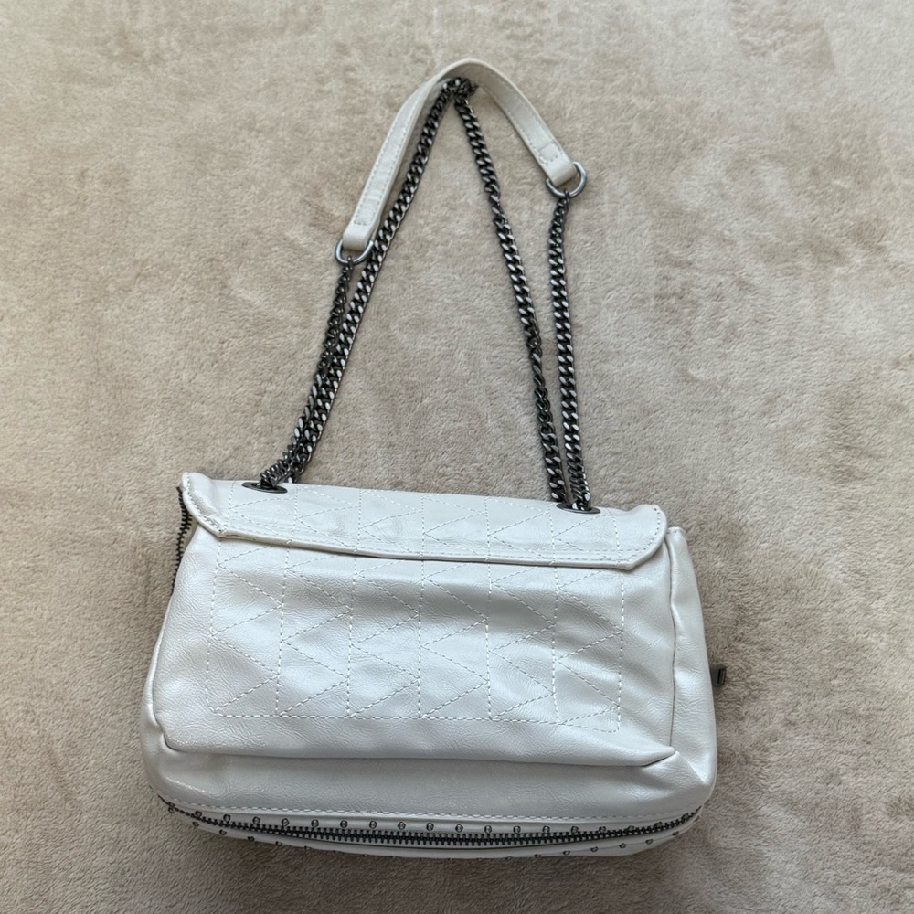 ZARA Cream Quilted Chain-Handle Shoulder Bag - Picture 2 of 12